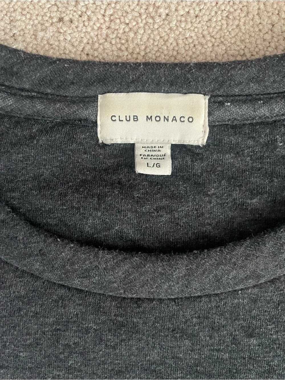 Club Monaco Dark Gray Men's Sweatshirt with Leather Elbow Patches